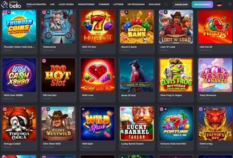 casinobello slots page